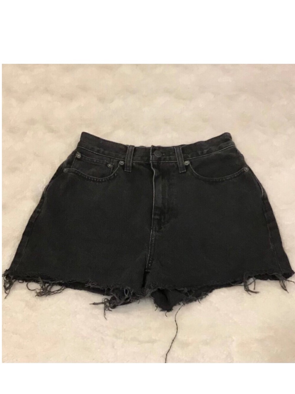 Madewell 26 (2) Baggy Straight Women’s Denim Jeans Shorts Homemade Cutoffs Black